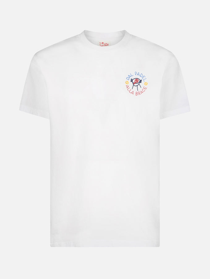 Mc2 Saint Barth T-shirt Classica Da Uomo In Jersey Di Cotone Portofino Con Ricamo Dal Padel Alla Brace | EDIZIONE SPECIALE INSULTI LUMINOSI