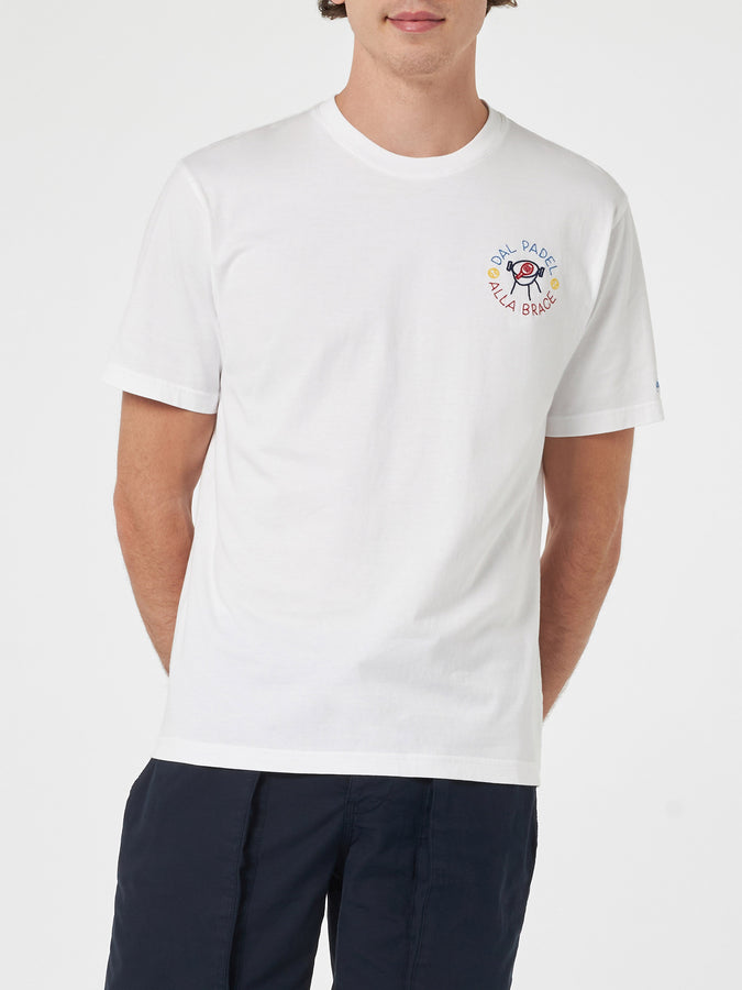 Mc2 Saint Barth T-shirt Classica Da Uomo In Jersey Di Cotone Portofino Con Ricamo Dal Padel Alla Brace | EDIZIONE SPECIALE INSULTI LUMINOSI