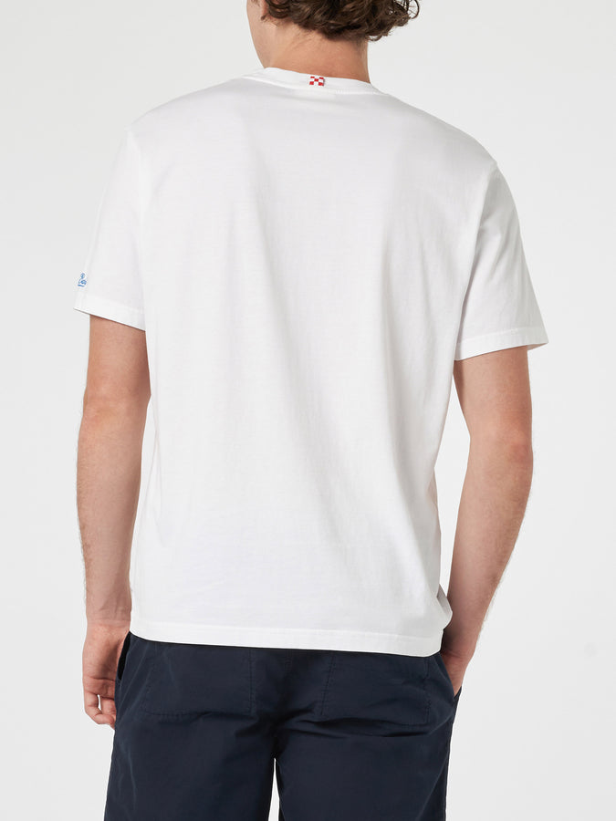 Mc2 Saint Barth T-shirt Classica Da Uomo In Jersey Di Cotone Portofino Con Ricamo Dal Padel Alla Brace | EDIZIONE SPECIALE INSULTI LUMINOSI