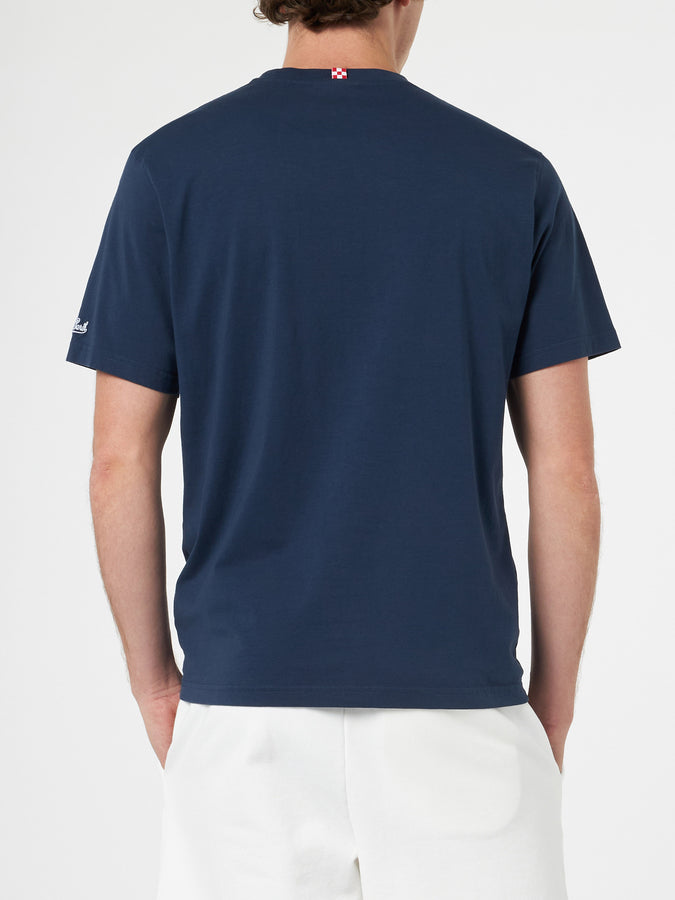 Mc2 Saint Barth T-shirt Classica Da Uomo In Jersey Di Cotone Portofino Con Ricamo Mi Girano Le Palline | EDIZIONE SPECIALE INSULTI LUMINOSI