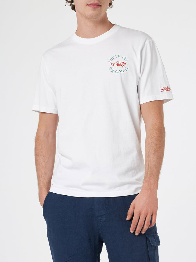 Mc2 Saint Barth T-shirt Classica Da Uomo In Jersey Di Cotone Portofino Con Ricamo Forte Dei Drammi | EDIZIONE SPECIALE INSULTI LUMINOSI