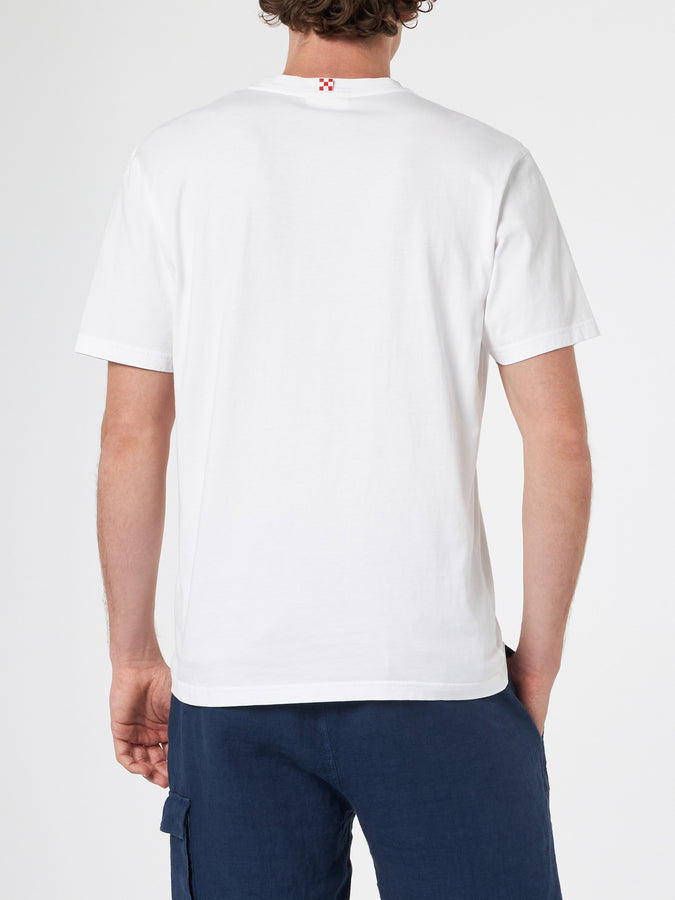 Mc2 Saint Barth T-shirt Classica Da Uomo In Jersey Di Cotone Portofino Con Ricamo Forte Dei Drammi | EDIZIONE SPECIALE INSULTI LUMINOSI