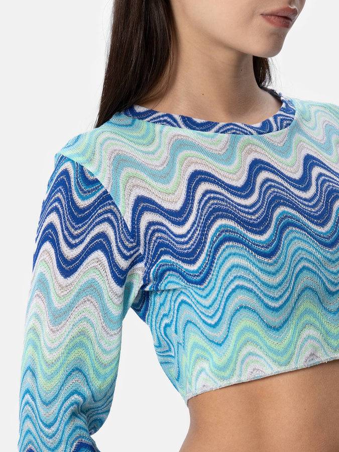 Mc2 Saint Barth T-shirt Cropped Siviglia Da Donna In Maglia Raschel