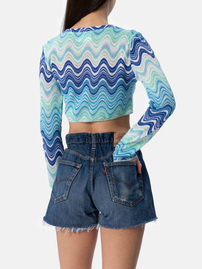 Mc2 Saint Barth T-shirt Cropped Siviglia Da Donna In Maglia Raschel