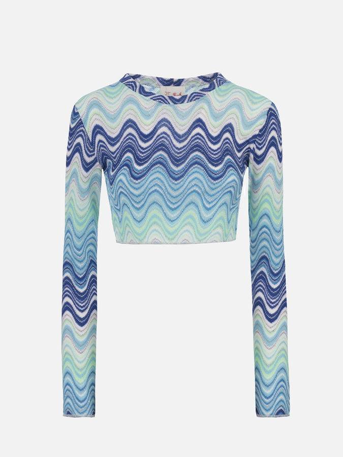 Mc2 Saint Barth T-shirt Cropped Siviglia Da Donna In Maglia Raschel