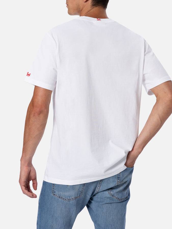 Mc2 Saint Barth T-shirt Da Bagno Da Uomo In Cotone Con Stampa E Ricamo Aperitivo St. Barth | MARCO LODOLA EDIZIONE SPECIALE