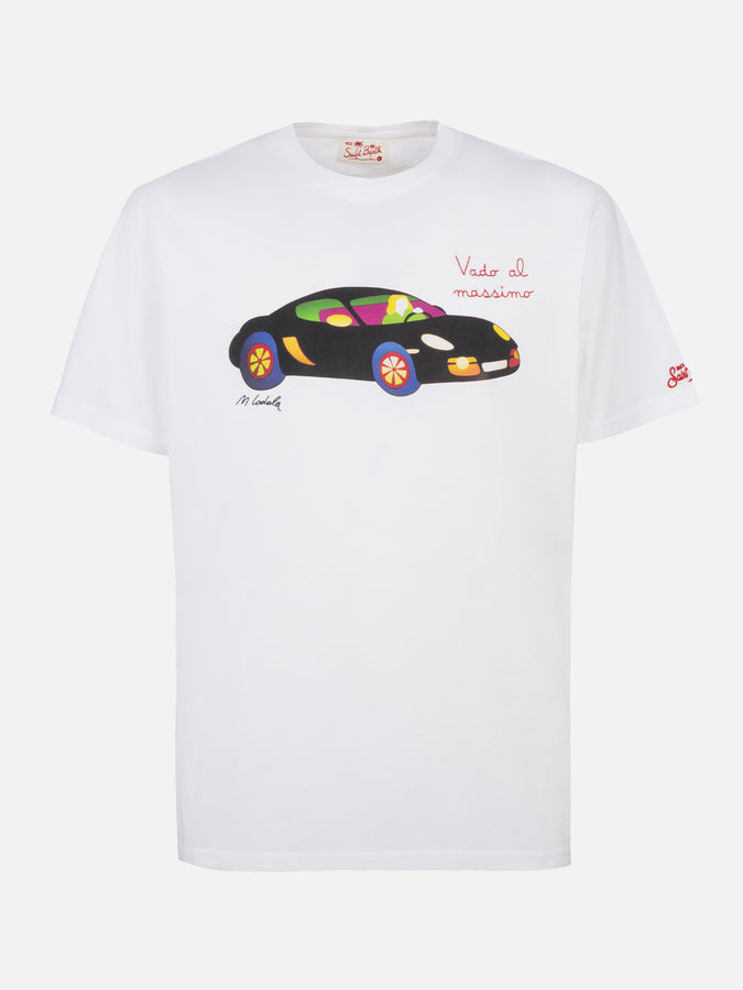 Mc2 Saint Barth T-shirt Da Bagno Da Uomo In Cotone Con Stampa E Ricamo Aperitivo St. Barth | MARCO LODOLA EDIZIONE SPECIALE