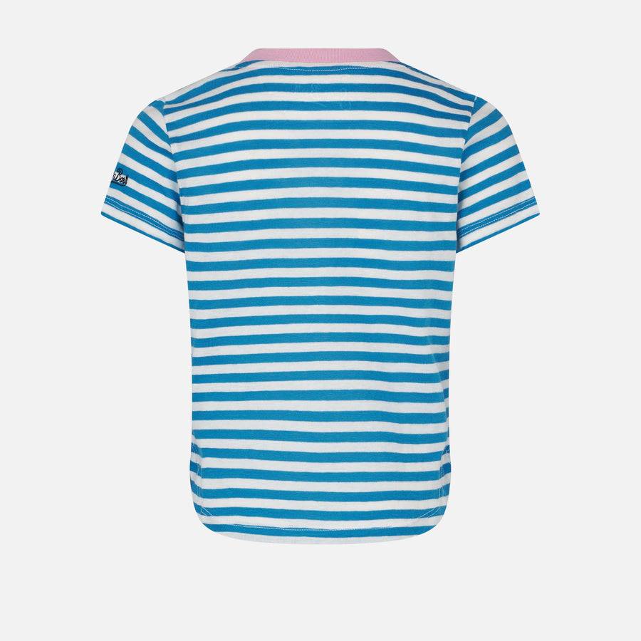 Mc2 Saint Barth T-shirt Da Bambina A Righe Con Ricamo Bonjour St. Barth