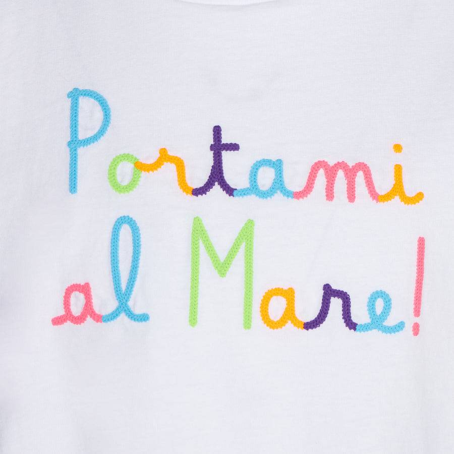 Mc2 Saint Barth T-shirt Da Bambina Con Balza E Ricamo Portami Al Mare