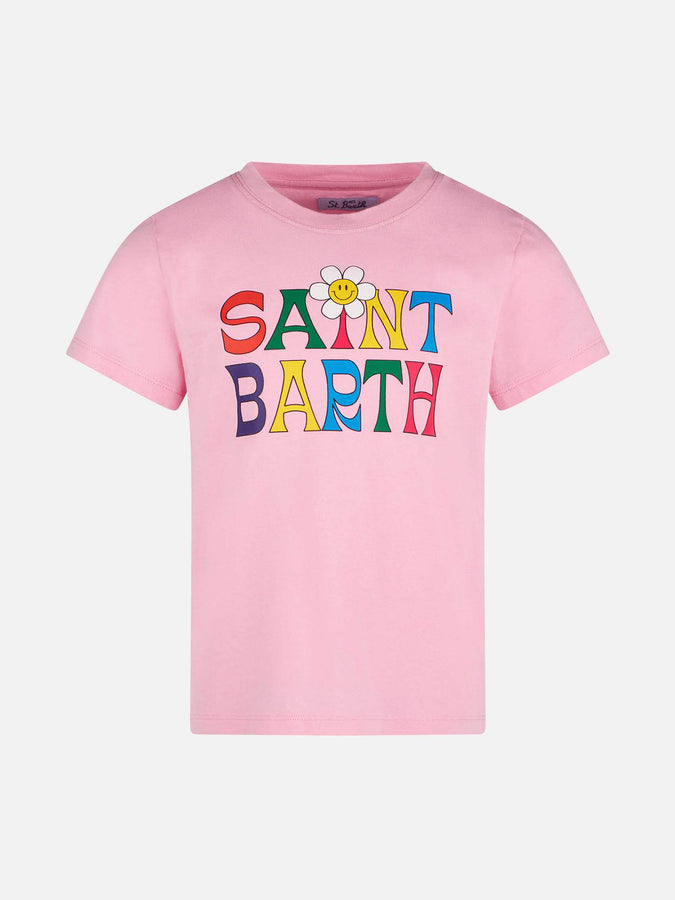 Mc2 Saint Barth T-shirt da bambina con logo Saint Barth e margherita