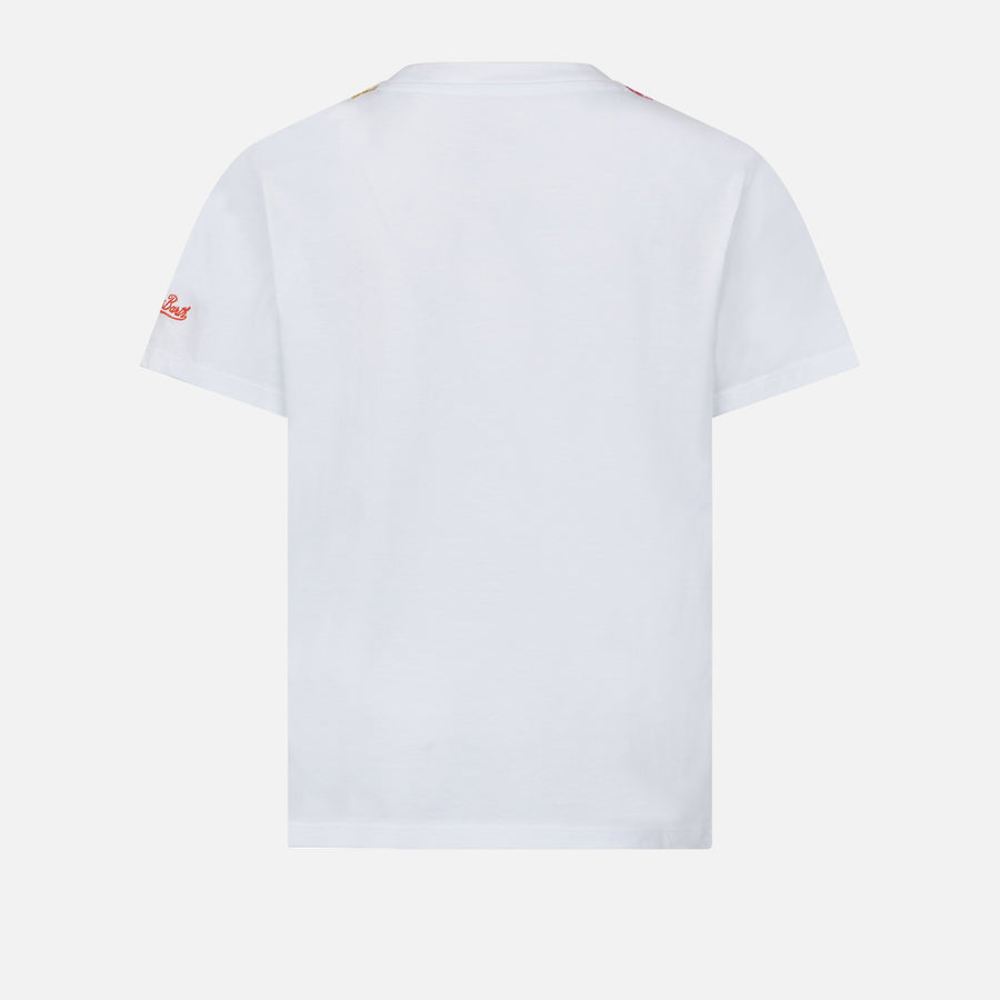 Mc2 Saint Barth T-shirt Da Bambina Con Ricamo Margherita E Patch