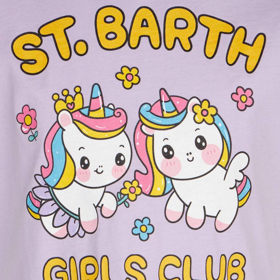 Mc2 Saint Barth T-shirt Da Bambina Con Stampa St. Barth Girls Club E Unicorni
