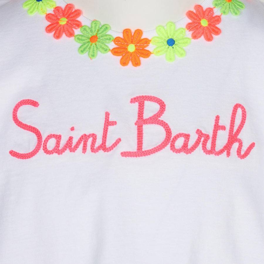 Mc2 Saint Barth T-shirt Da Bambina In Cotone Con Balza E Ricamo