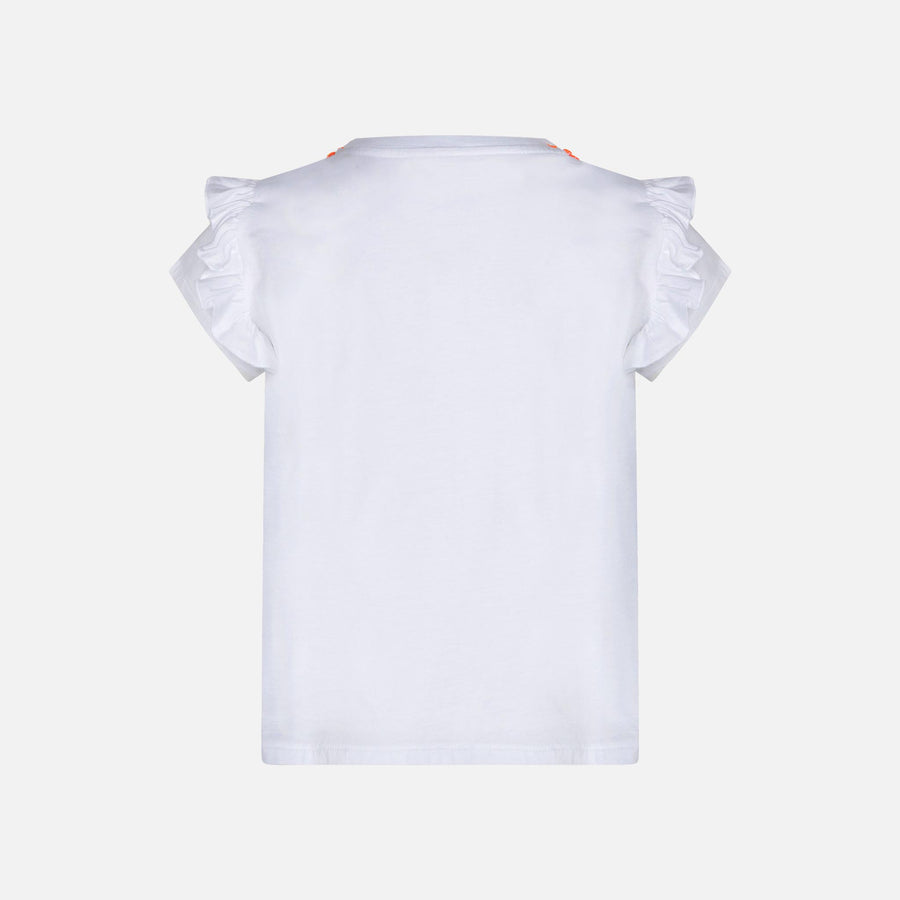 Mc2 Saint Barth T-shirt Da Bambina In Cotone Con Balza E Ricamo