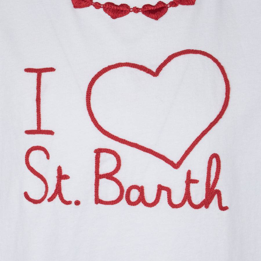 Mc2 Saint Barth T-shirt Da Bambina In Cotone Con Balza E Ricamo