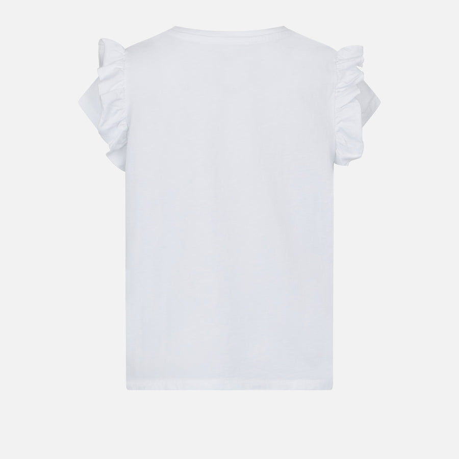 Mc2 Saint Barth T-shirt Da Bambina In Cotone Con Balza E Ricamo