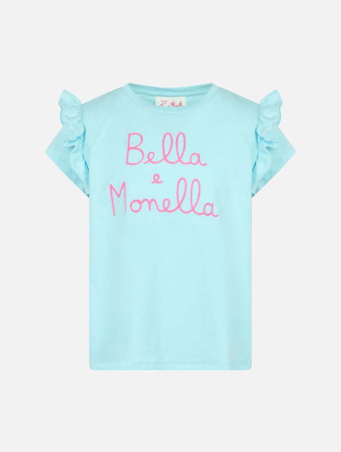 Mc2 Saint Barth T-shirt da bambina in cotone con balza e ricamo