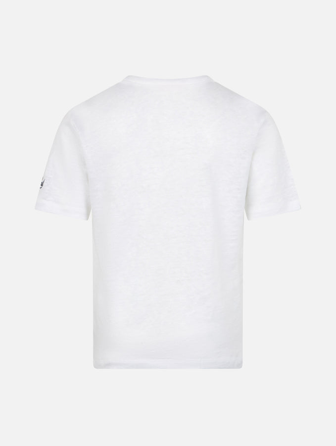Mc2 Saint Barth T-shirt Da Bambino Alex In Jersey Di Lino Bianco Sporco