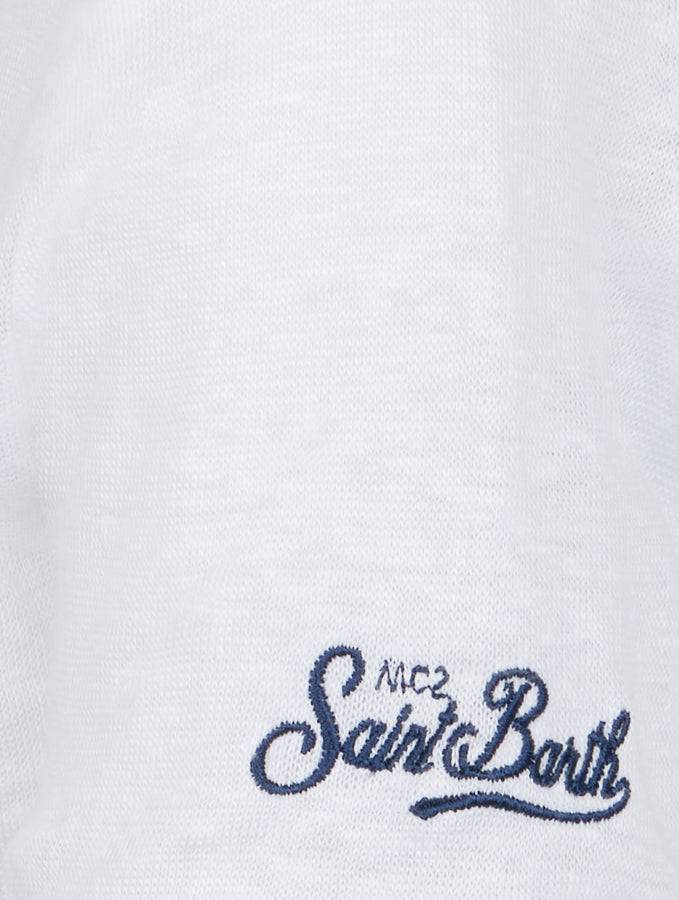 Mc2 Saint Barth T-shirt Da Bambino Alex In Jersey Di Lino Bianco Sporco