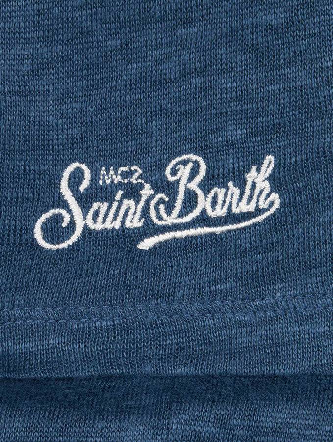 Mc2 Saint Barth T-shirt Da Bambino Alex In Jersey Di Lino Blu Marino