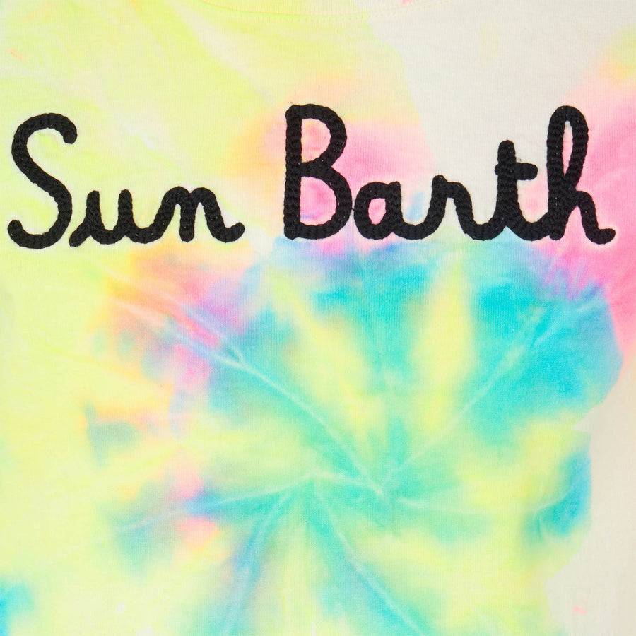 Mc2 Saint Barth T-shirt Da Bambino Con Stampa Tie Dye E Ricamo Sun Barth