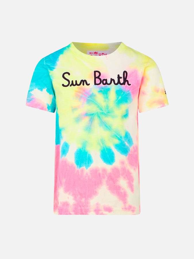 Mc2 Saint Barth T-shirt da bambino con stampa tie dye e ricamo Sun Barth