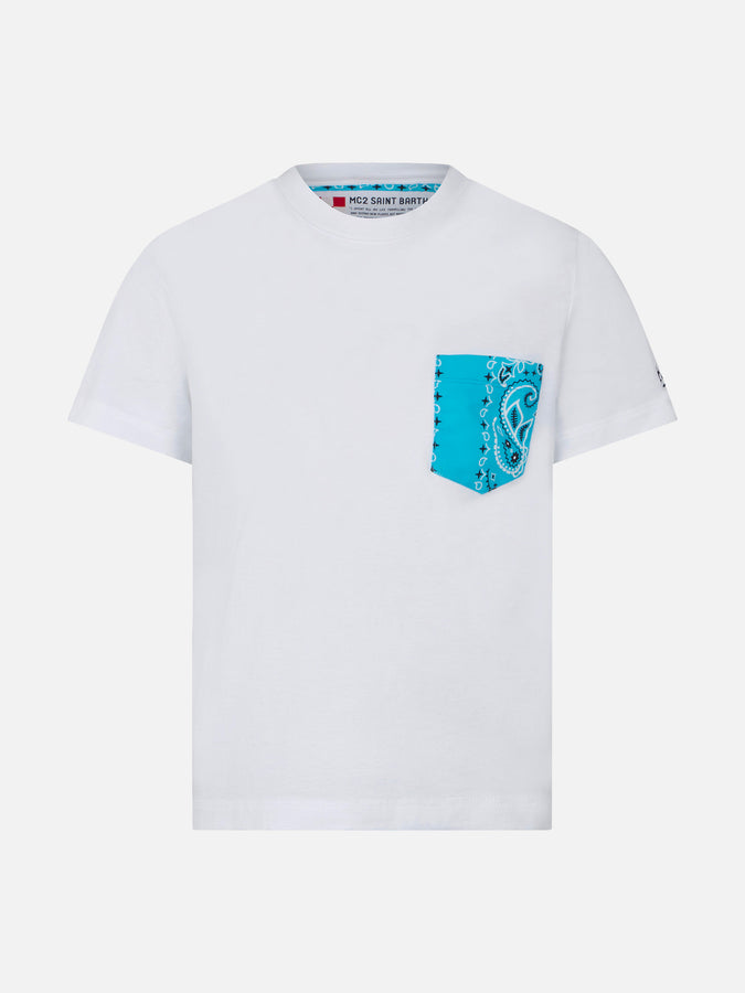 Mc2 Saint Barth T-shirt da bambino con taschino stampato bandana