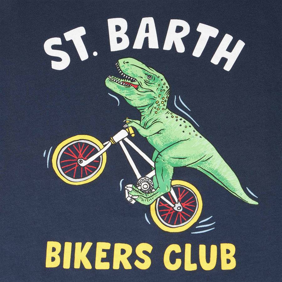 Mc2 Saint Barth T-shirt Da Bambino Dinosauro Motociclista