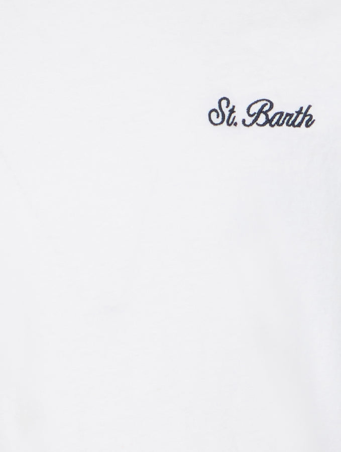 Mc2 Saint Barth T-shirt Da Bambino Dover In Jersey Di Cotone Bianco Con Ricamo St. Barth