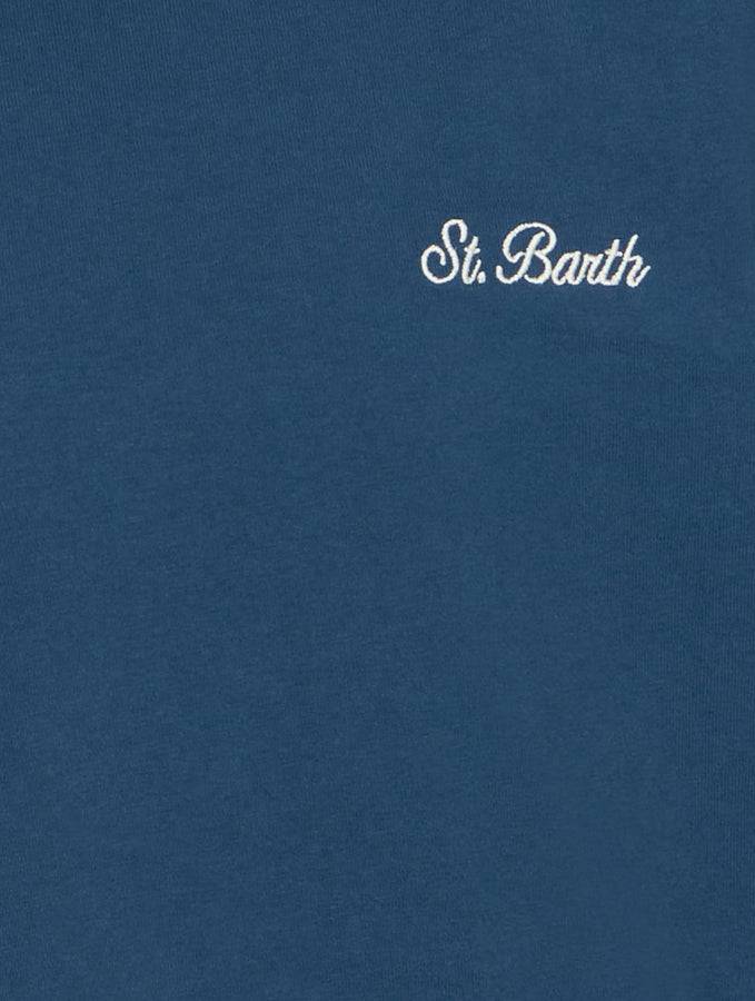 Mc2 Saint Barth T-shirt Da Bambino Dover In Jersey Di Cotone Blu Navy Con Ricamo St. Barth