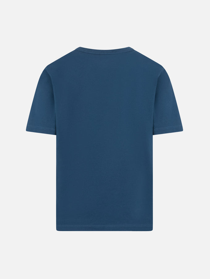 Mc2 Saint Barth T-shirt Da Bambino Dover In Jersey Di Cotone Blu Navy Con Ricamo St. Barth