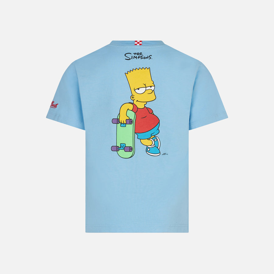 Mc2 Saint Barth T-shirt Da Bambino In Cotone Azzurro Con Skater Bart | EDIZIONE SPECIALE DEI SIMPSON