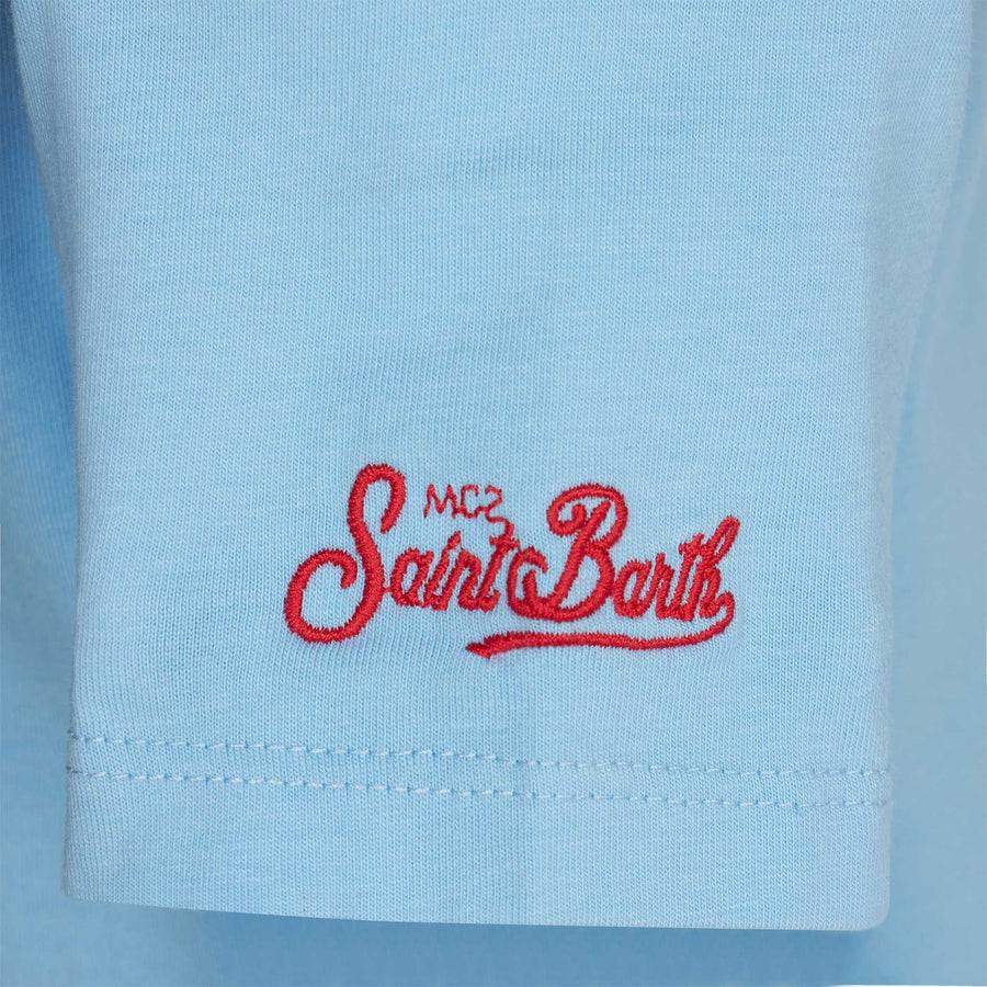 Mc2 Saint Barth T-shirt Da Bambino In Cotone Azzurro Con Skater Bart | EDIZIONE SPECIALE DEI SIMPSON
