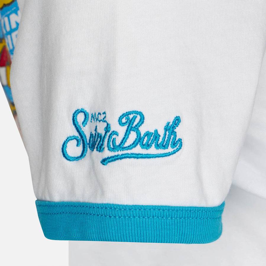 Mc2 Saint Barth T-shirt Da Bambino In Cotone Bianco Con Stampa Capitan America | EDIZIONE SPECIALE MARVEL