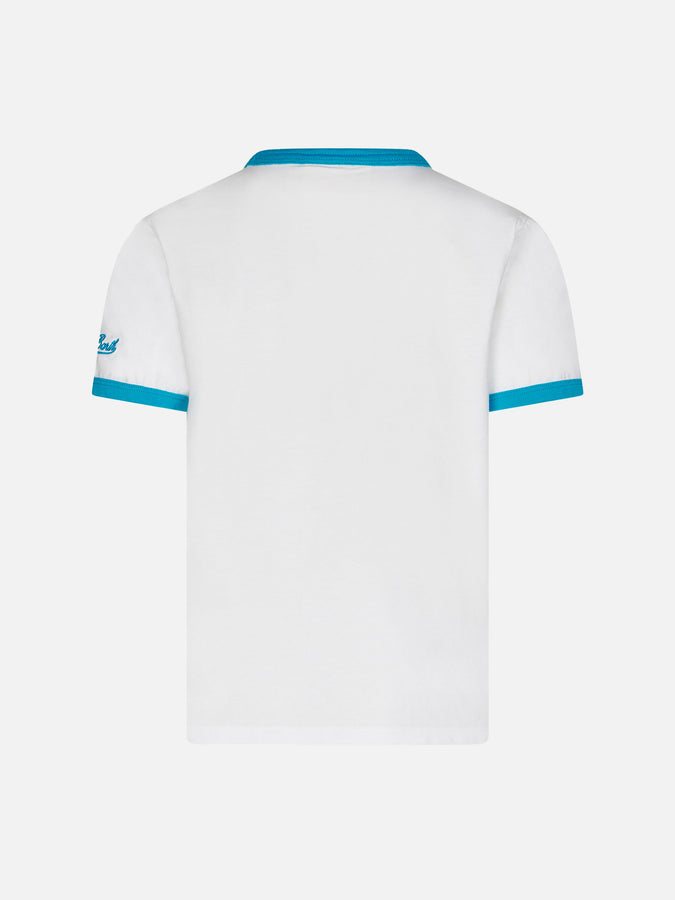 Mc2 Saint Barth T-shirt Da Bambino In Cotone Bianco Con Stampa Capitan America | EDIZIONE SPECIALE MARVEL