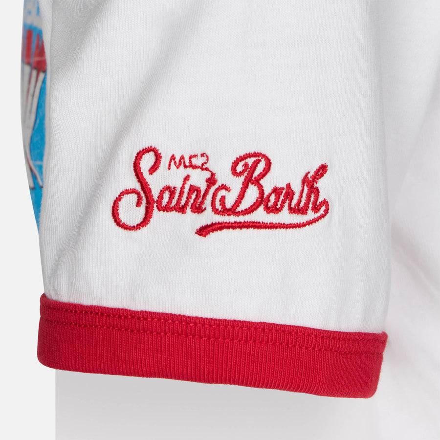 Mc2 Saint Barth T-shirt Da Bambino In Cotone Bianco Con Stampa Frontale Iron Man | EDIZIONE SPECIALE MARVEL