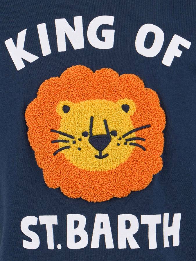 Mc2 Saint Barth T-shirt Da Bambino In Cotone Con Patch In Spugna King Of St. Barth