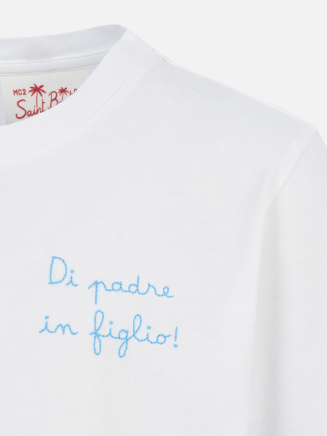 Mc2 Saint Barth T-shirt Da Bambino In Cotone Con Ricamo Di Padre In Figlio | EDIZIONE SPECIALE SS LAZIO