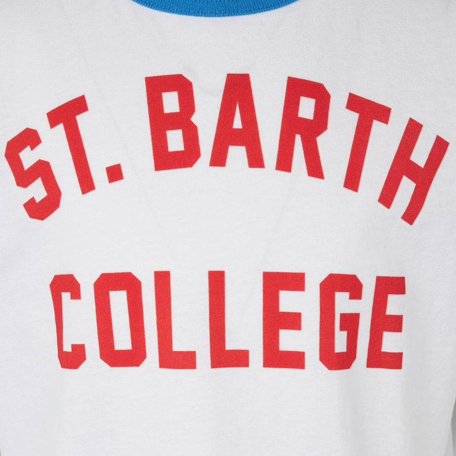 Mc2 Saint Barth T-shirt Da Bambino In Cotone Con Scritta St. Barth College