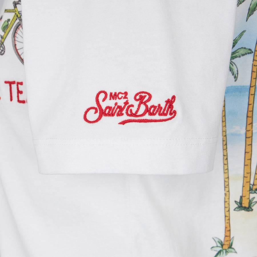 Mc2 Saint Barth T-shirt Da Bambino In Cotone Con Stampa Bici