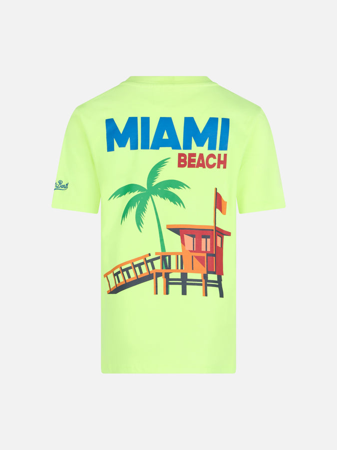 Mc2 Saint Barth T-shirt Da Bambino In Cotone Con Stampa Cartolina Di Miami Beach