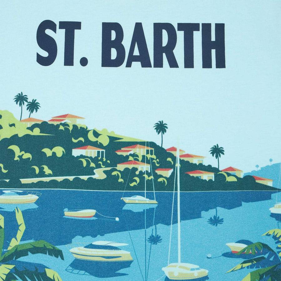 Mc2 Saint Barth T-shirt Da Bambino In Cotone Con Stampa Cartolina St. Barth