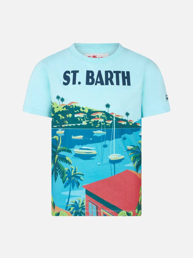 Mc2 Saint Barth T-shirt da bambino in cotone con stampa cartolina St. Barth