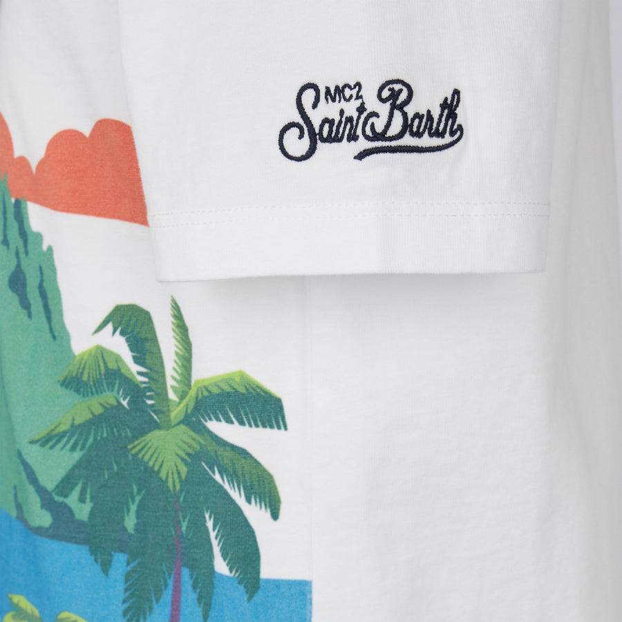 Mc2 Saint Barth T-shirt Da Bambino In Cotone Con Stampa Cartoline Ibiza