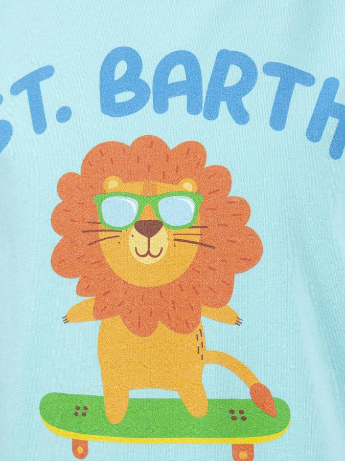 Mc2 Saint Barth T-shirt Da Bambino In Cotone Con Stampa Del Leone Del Miglior Pattinatore Di St. Barth