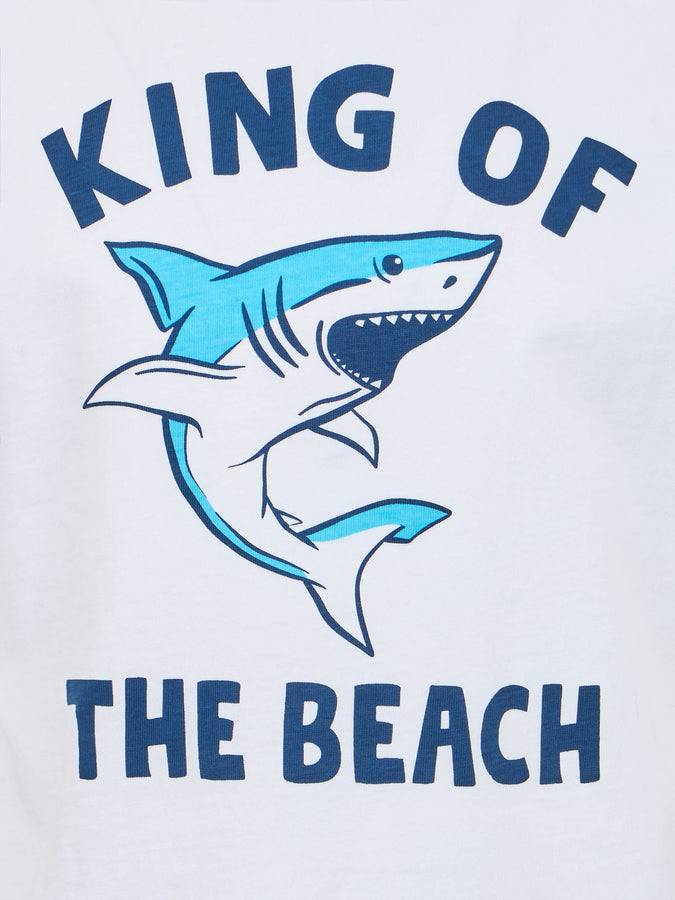 Mc2 Saint Barth T-shirt Da Bambino In Cotone Con Stampa Dello Squalo King Of The Beach