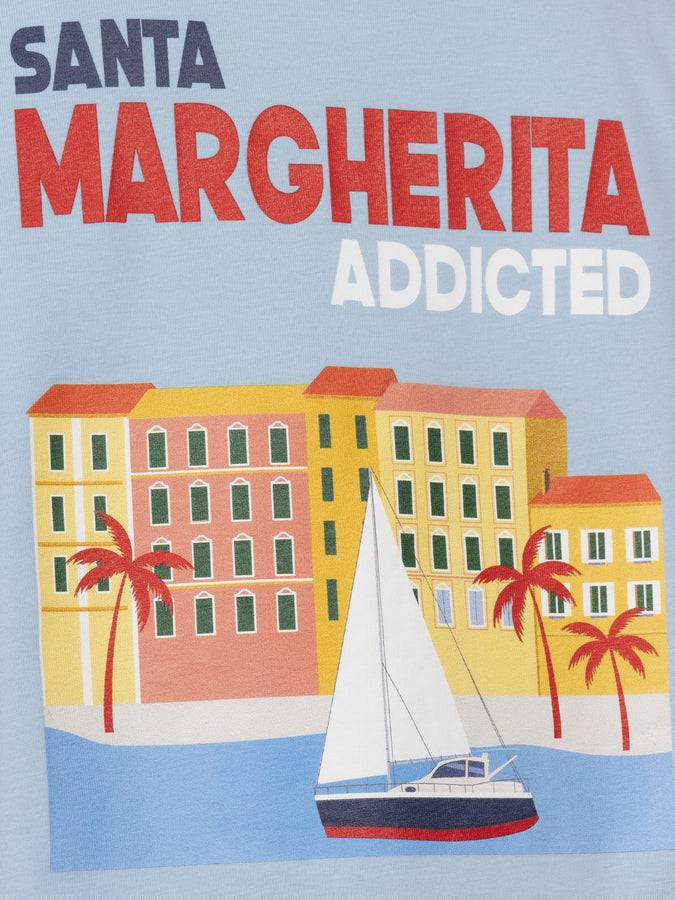 Mc2 Saint Barth T-shirt Da Bambino In Cotone Con Stampa Di Cartoline Santa Margherita Addicted