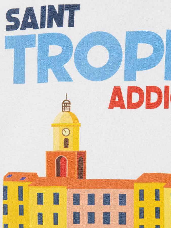 Mc2 Saint Barth T-shirt Da Bambino In Cotone Con Stampa Di Cartoline Saint Tropez Addicted
