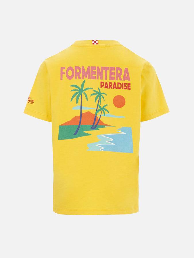 Mc2 Saint Barth T-shirt Da Bambino In Cotone Con Stampa Di Cartoline Di Formentera