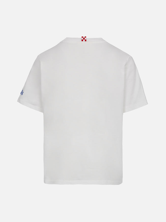 Mc2 Saint Barth T-shirt Da Bambino In Cotone Con Stampa E Ricamo Vespa | EDIZIONE SPECIALE VESPA